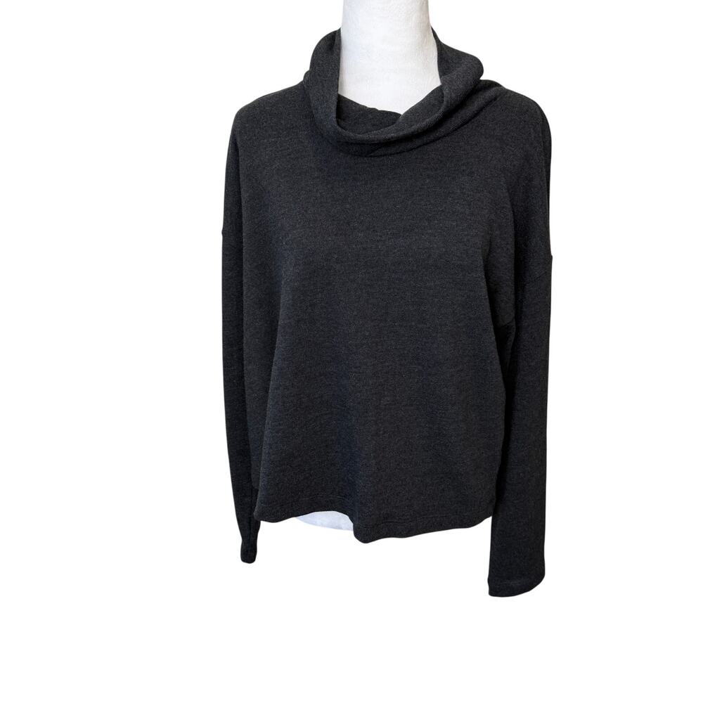 J Jill Turtle Neck Blouse Grey Drop Shoulder Women’s Medium Casual Capsule